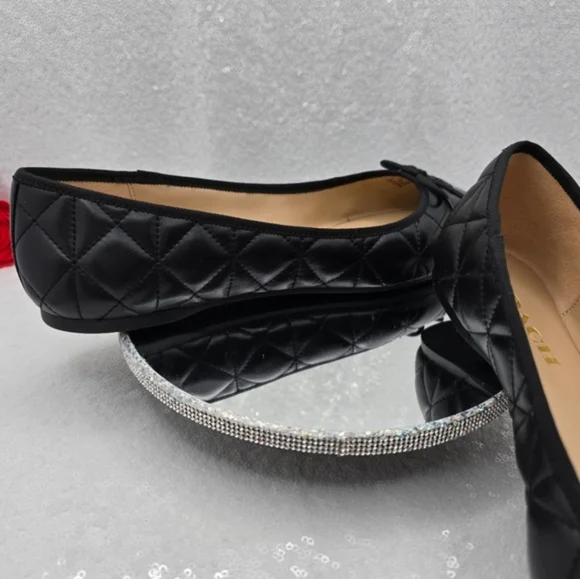 Coach Allyson Quilted Ballet Flats Classic Black Leather Women"s 10 - Picture 12 of 16